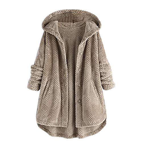 Aotoer Otoño Invierno Manga Larga Sudaderas Sudadera para Mujeres Niñas Reversible Fleece Suéter Plus Tamaño Suelto Blusa Sudadera con Bolsillo