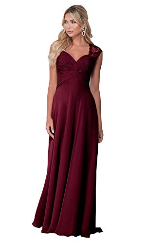 Aox Women Sin Mangas De Gasa Fruncido De Encaje Una Línea Maxi Vestido Elegante De Noche De Cóctel De La Falda Más El Tamaño De La Boda De