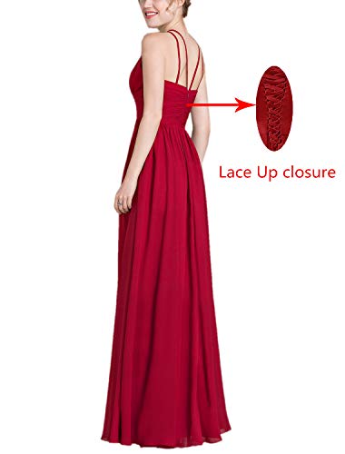 APXPF Vestido largo de gasa con cuello redondo y fruncido para mujer - rosa - 54