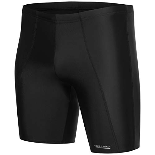 Aqua Speed Bañador Largo para Hombre | bañador Jammer hasta la Rodilla | Resistente al Cloro | protección UV | Negro | M