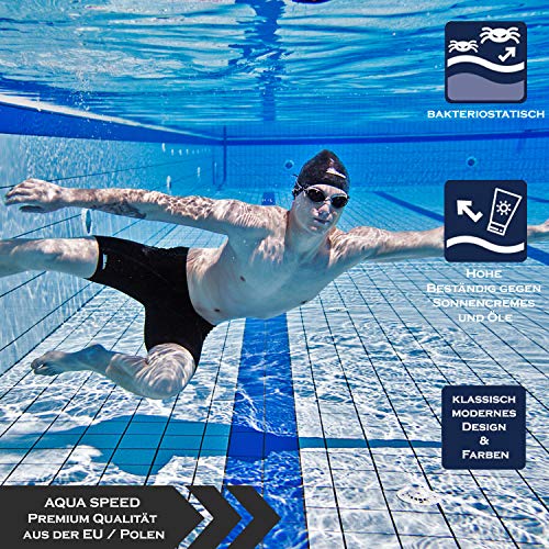 Aqua Speed Bañador Largo para Hombre | bañador Jammer hasta la Rodilla | Resistente al Cloro | protección UV | Negro | M