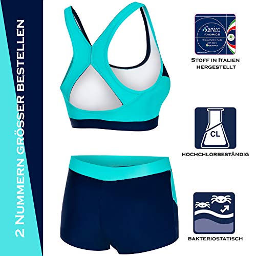 Aqua Speed Fiona Tankini para Señoras | Dos Piezas | Tejido Vita | Resistente al Cloro y a la Crema/Aceite Solar | 01. Turquesa - Marina | Tamaño: 36