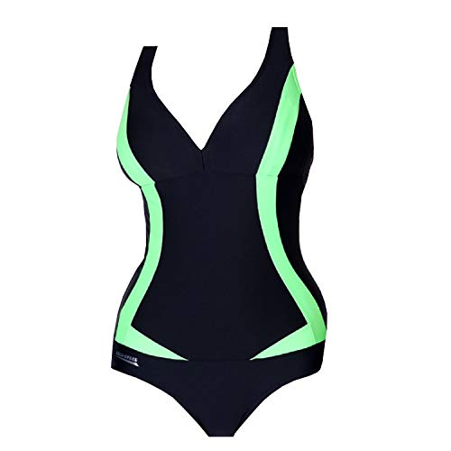 Aqua Speed Greta Bañador Mujer (3 Colores Disponibles Tallas 36-48), Color:01 / Color Negro y Verde, Tamaño:38