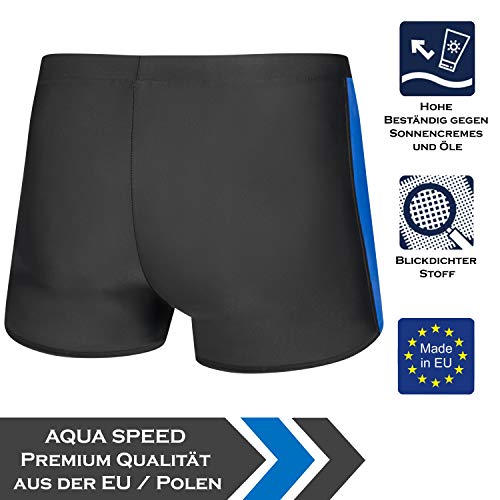 Aqua Speed Jason Mens Bañadores | Pantalones de baño para Hombres | Protección UV | 18. Ribetes Azules - Grises - Blancos | Tamaño: L