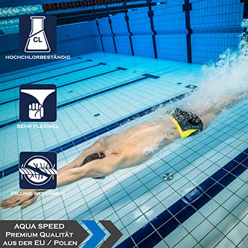 Aqua Speed Jason Mens Bañadores | Pantalones de baño para Hombres | Protección UV | 18. Ribetes Azules - Grises - Blancos | Tamaño: L