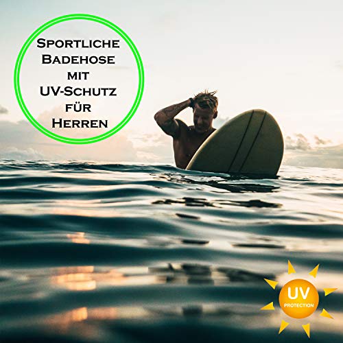 Aqua Speed Jason Mens Bañadores | Pantalones de baño para Hombres | Protección UV | 18. Ribetes Azules - Grises - Blancos | Tamaño: L