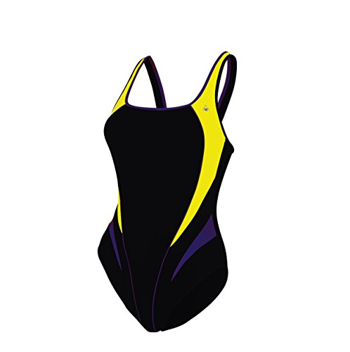 Aqua Sphere Bañador Mujer, Lita, Black/Bright Yellow, Talla del fabricante 36