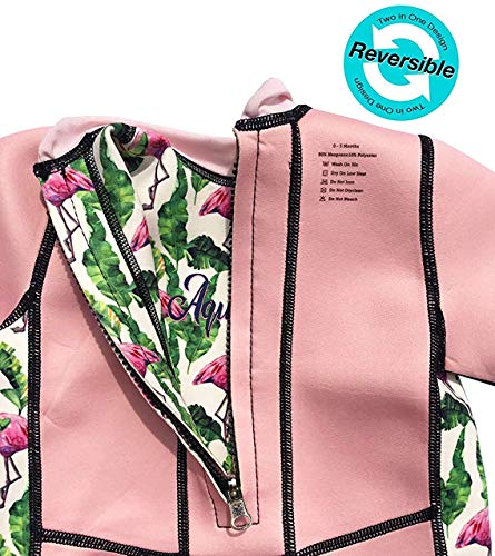 Aquajoy Warmsy – Traje de Baño de Neopreno para Niños con Protección Solar | Bañador Térmico Infantil Entero para Bebé, Niñas, Niños, anti UV, SPF | Diseño con Manga Larga, y 2 Estampados Reversibles