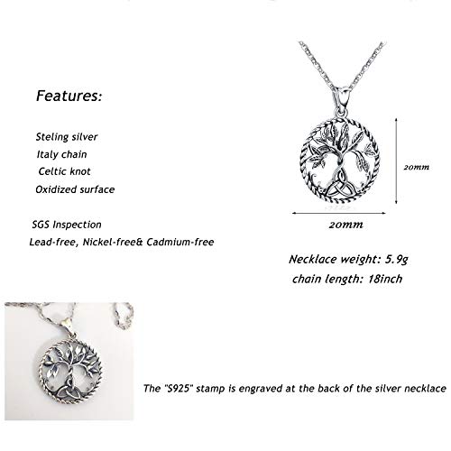 Árbol de la Vida Collar Mujer en Plata de Ley 925 Joyas Finas Regalos para Mamá, Novia con Caja Regalo