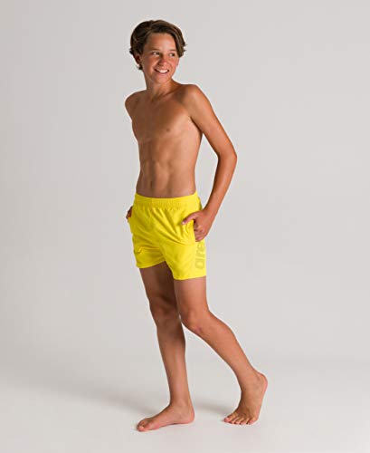 ARENA B Fundamentals Logo Boxer pantalón Corto de Playa Niño, Niños, 000662_350_12-13, Amarillo (Yellow), 12-13 años