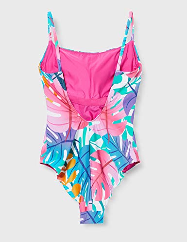 ARENA Bañador 1P Allover Squared Neck One Traje De Baño, Mujer, Pink flambé, 44