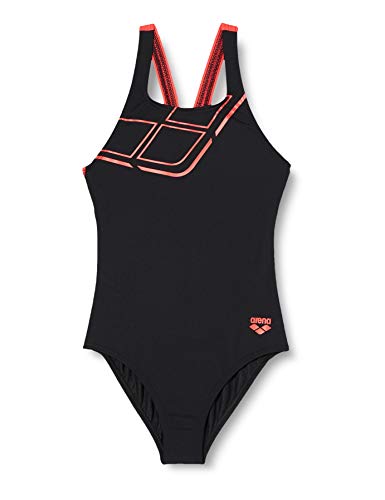 ARENA Bañador 1P Essentials Swim Pro Back Traje De Baño, Mujer, Black/Fluo Red, 8-9