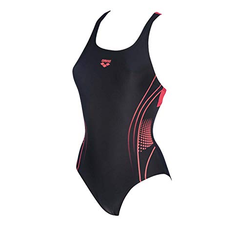ARENA Bañador 1P Essentialsswim Pro Traje De Baño, Mujer, Black/Fluo Red, 42