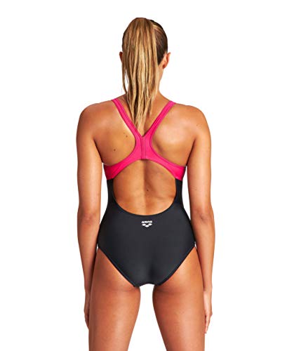 ARENA Bañador Deportivo Mujer Vibrancy Swim Pro Back One Piece, Black-Freak Rose, 40