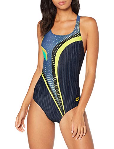 ARENA - Bañador Deportivo para Mujer Galactic, Mujer, Traje de baño de una Sola Pieza, 002242, Color Negro, 36