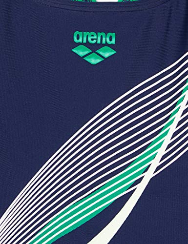 ARENA Bañador Deportivo para Mujer Harmonious Bustier, Mujer, Traje de baño de una Sola Pieza, 002545, Azul Marino, Verde Golf, 42