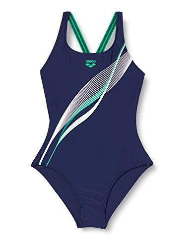 ARENA Bañador Deportivo para Mujer Harmonious Bustier, Mujer, Traje de baño de una Sola Pieza, 002545, Azul Marino, Verde Golf, 42