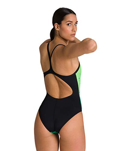 ARENA Bañador Deportivo para Mujer Spraypaint, Mujer, Traje de baño de una Sola Pieza, 002244, Verde/Negro, 36