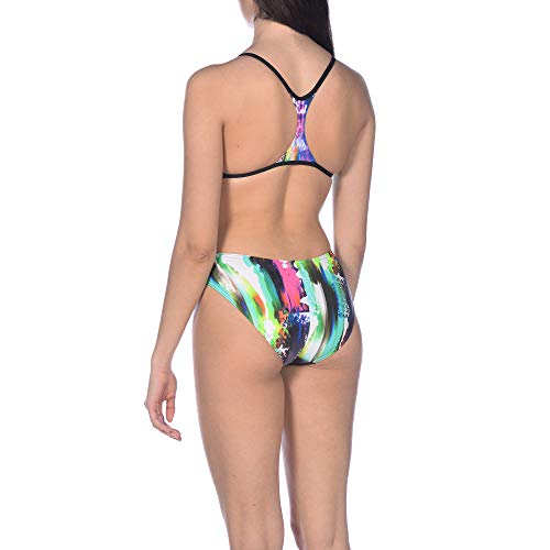 ARENA Bañador Deportivo para Mujer Vivid, Mujer, Traje de baño de una Sola Pieza, 002247, Color Rosa y Negro, 44