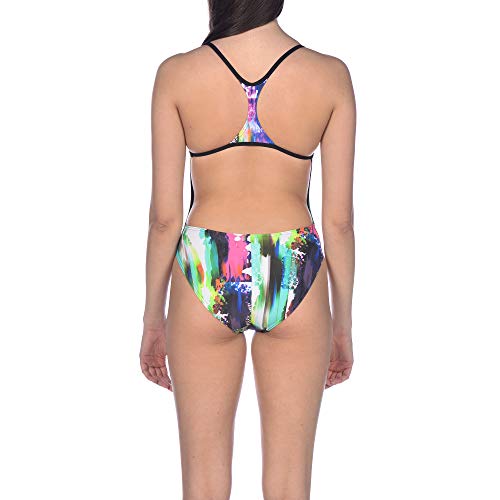 ARENA Bañador Deportivo para Mujer Vivid, Mujer, Traje de baño de una Sola Pieza, 002247, Color Rosa y Negro, 44