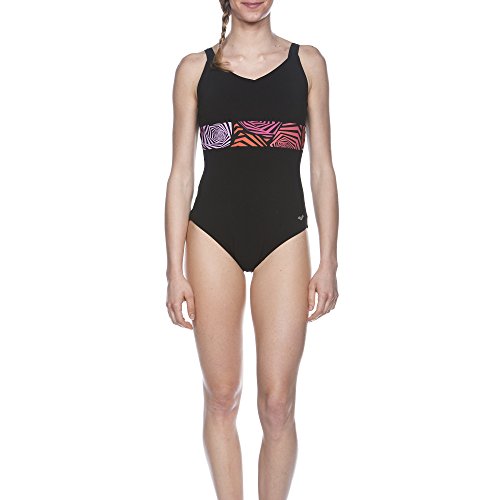 ARENA Bañador para Mujer Body Lift Helga Wing C de Cup Negro Black/Fresia Rose Talla:46 [DE 44]