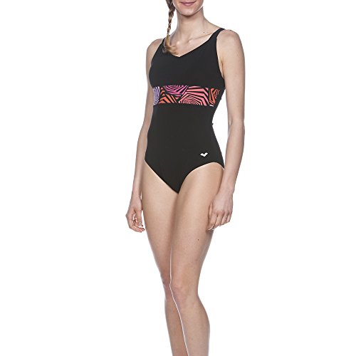 ARENA Bañador para Mujer Body Lift Helga Wing C de Cup Negro Black/Fresia Rose Talla:46 [DE 44]
