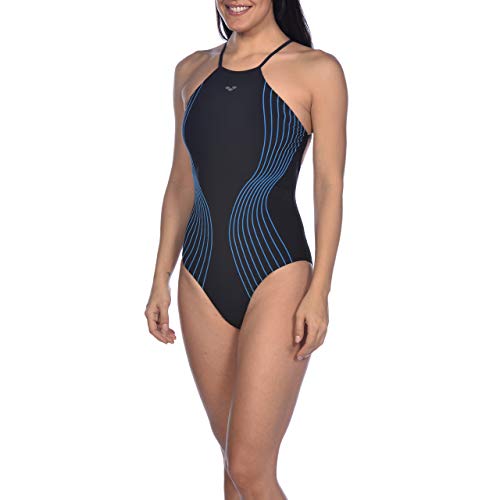 ARENA Bañador para Mujer Bodylift Aura B-Cup, Mujer, Traje de baño de una Sola Pieza, 001739, Negro/Turquesa, 46