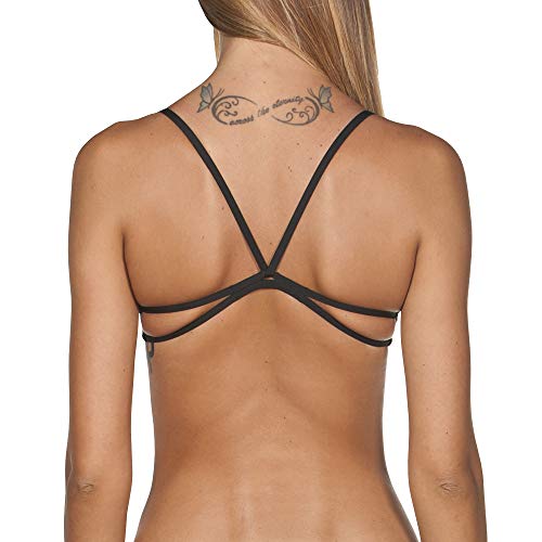 ARENA Bandeau Play Top de Bikini Mujer Rulebreaker Bandeau Play, Mujer, Black/Yellow Star, M