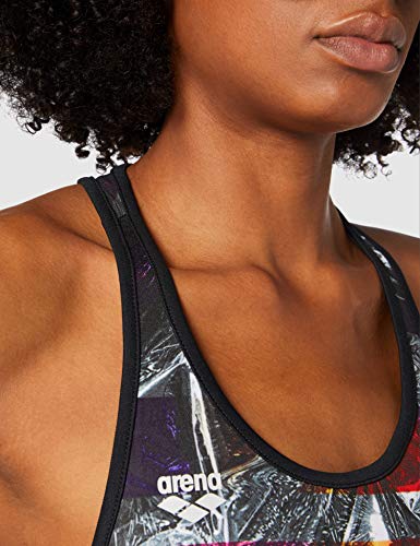 ARENA Camiseta de Tirantes para Mujer, Mujer, Camiseta de Tirantes, 000934, Iridescent Stripe-Black, Extra-Large