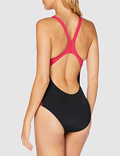 ARENA Double Side Panels Swim Pro - Bañador Deportivo para Mujer, Mujer, 003160, Nero/Freak Rose/Bianco, 38