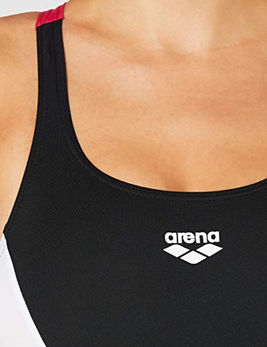 ARENA Double Side Panels Swim Pro - Bañador Deportivo para Mujer, Mujer, 003160, Nero/Freak Rose/Bianco, 38