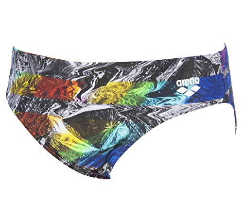 ARENA M Iridiscent Stripe Brief, Hombre, Black/Multi, 80