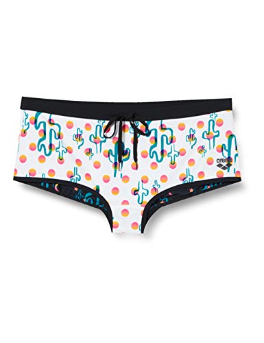 ARENA M Low Waist Short Bañador Corto De Tiro Bajo Hombre Sunset Reversible, Turquoise-Multi, 80