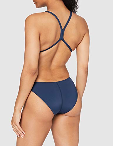 ARENA Solid Lightech High Bañador una Pieza, Mujer, Azul (Navy/White), 32