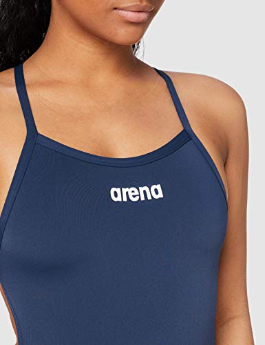 ARENA Solid Lightech High Bañador una Pieza, Mujer, Azul (Navy/White), 32