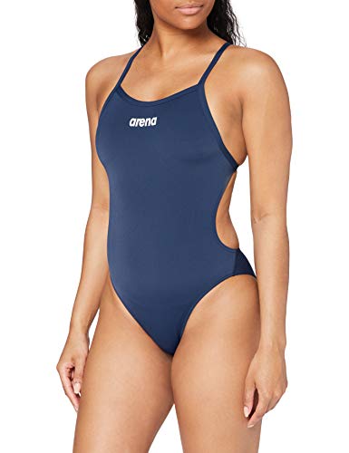 ARENA Solid Lightech High Bañador una Pieza, Mujer, Azul (Navy/White), 32
