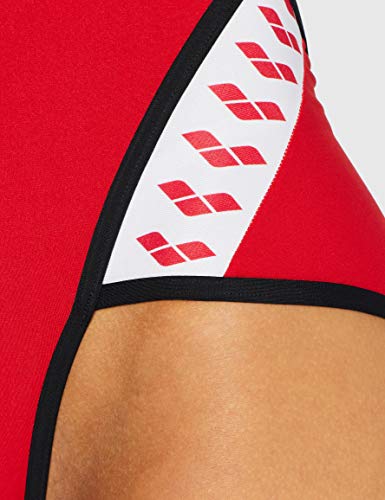 ARENA Team Stripe - Bañador Deportivo para Mujer, Mujer, Traje de baño de una Sola Pieza, 001195, Rojo/Negro, 44