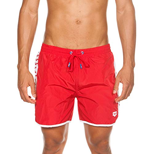 ARENA Team Stripe Boxer Beach Short, Hombre, Red-White-Red, L