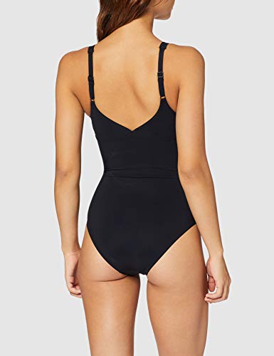 ARENA W Asia Wing Back One Piece - Bañador para Mujer, Mujer, Bañador para Hombre, 002336, Negro y Azul Brillante, Small