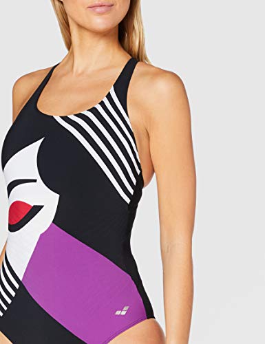 ARENA W Cradle Back One Piece Bañador Bodylift Mujer Aika Copa B, Black-Black, 42