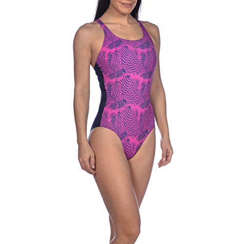 Arena W Cradle Back One Piece Bañador Bodylift Mujer Viola Copa B, Navy-Rose Violet, 46