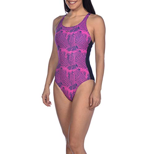 Arena W Cradle Back One Piece Bañador Bodylift Mujer Viola Copa B, Navy-Rose Violet, 46
