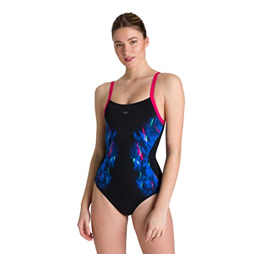 ARENA W Greta Wing Back One Piece, Mujer, Black Multi/Black, 48