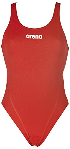 ARENA W High Bañador Deportivo Mujer Solid Swim Tech Alto, Red-White, 38