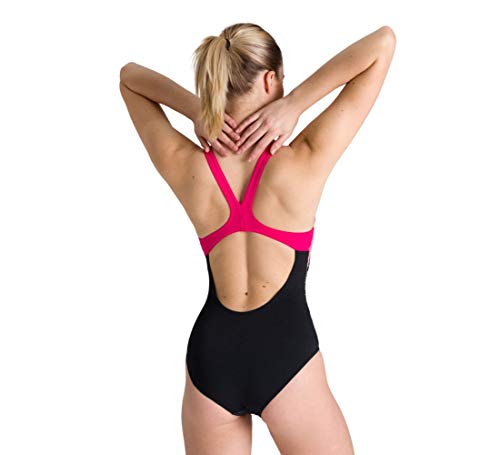 ARENA W Infinite Stripe Swim Pro Back One Piece, Mujer, Black/Freak Rose, 42