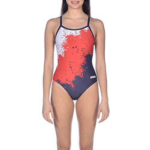 Arena W Light Drop Back One Piece Bañador Deportivo Mujer Spraypaint, Red-White-Navy, 44