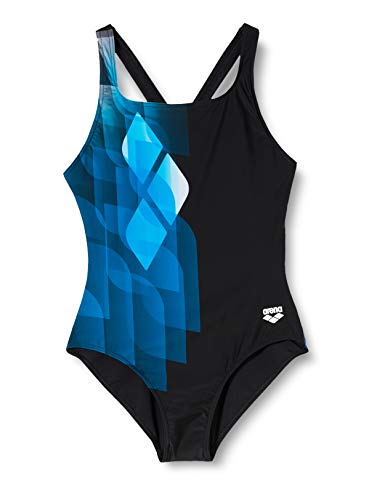 ARENA W Mirrors Swim Pro Back One Piece L Bañador Deportivo Mujer Mirrors, Mujer, Black-Turquoise, 46