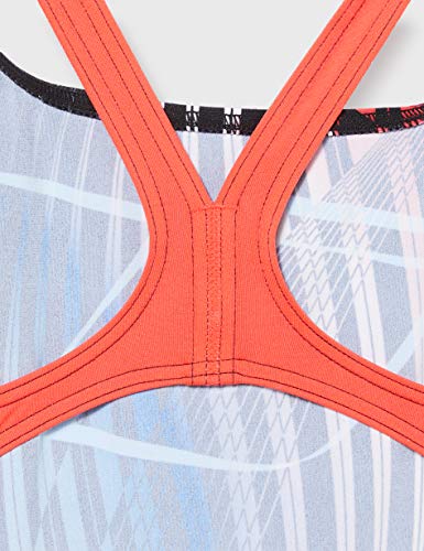 ARENA W Optical Waves Swim Pro Back One Piece Bañador Deportivo Mujer Optical Waves, Mujer, Black-Fluo Red, 42