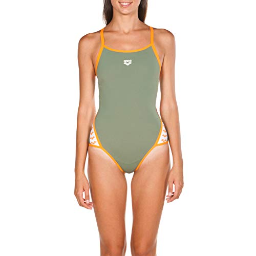 Arena W Super Fly Back One Piece Bañador Deportivo Mujer Team Stripe, Verde (Army/Tangerine), 44