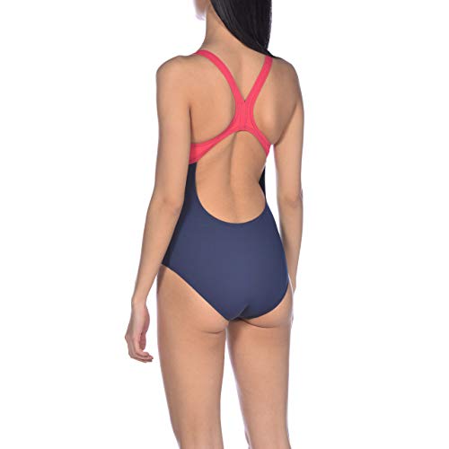 Arena W Swim Pro Back One Piece Bañador Deportivo Mujer Essentials, Navy-Freak Rose, 42